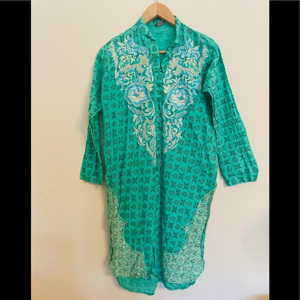Blue embroidered casual Pakistani/Indian Kurta